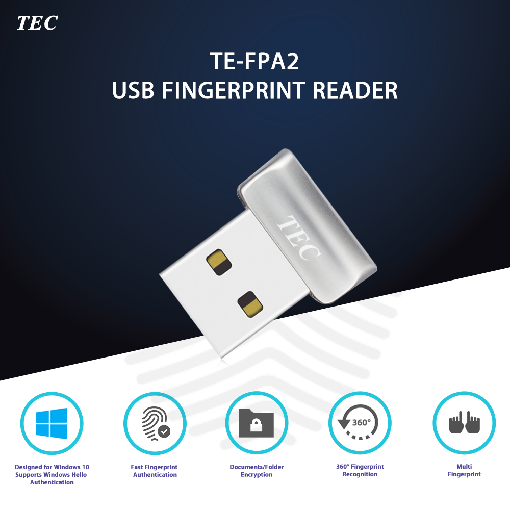 Security Mini Usb Fingerprint Reader For Windows 10 Hello 360° Touch Te-fpa2