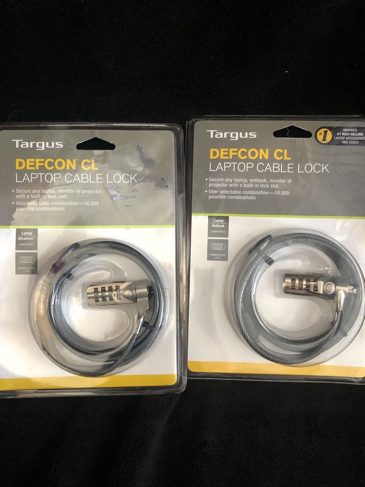 Lot Of 2-targus Laptop Lock Defcon T-lock Combination Cable Lock For Computer