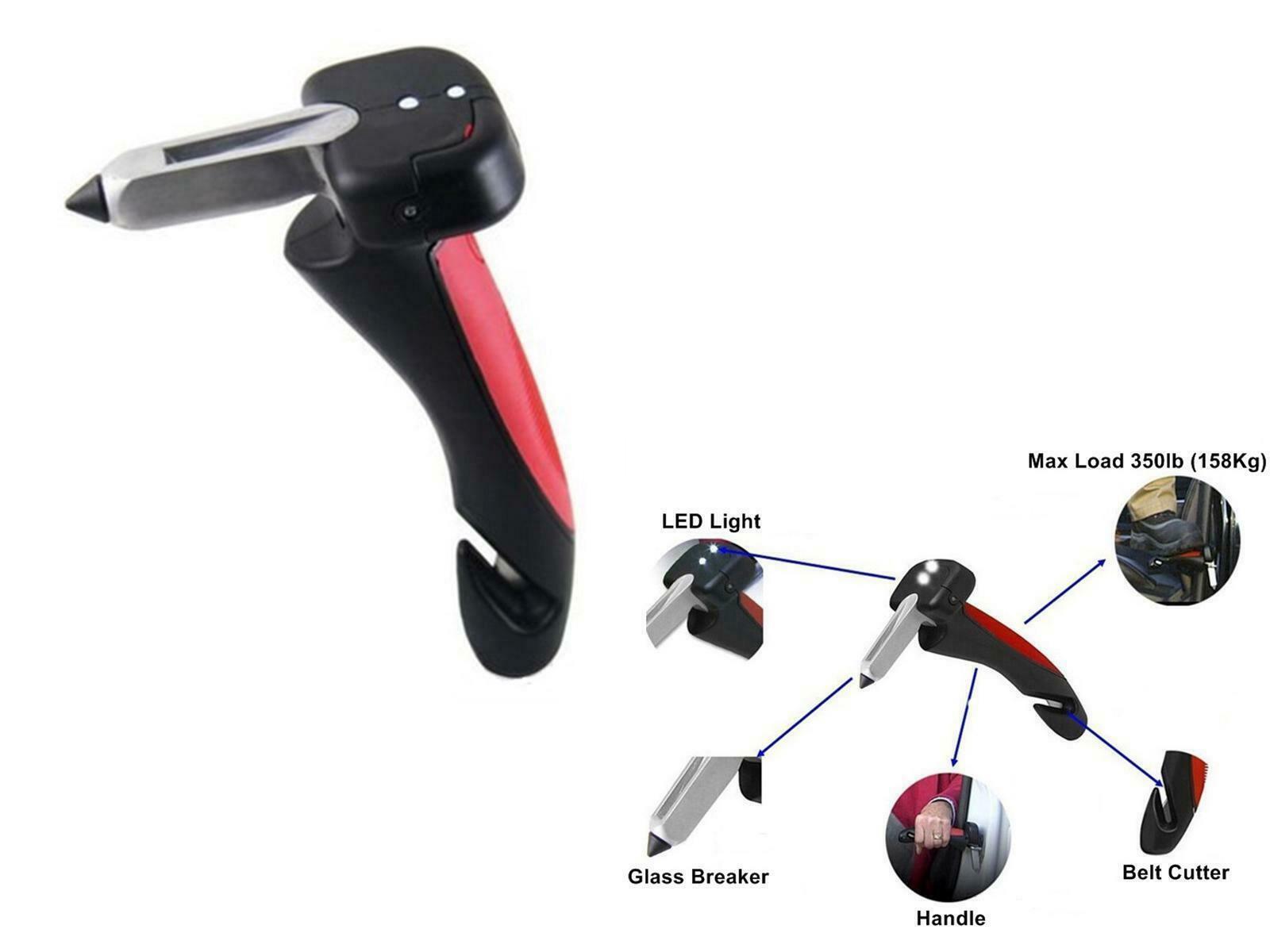 Car Handle Cane Auto Portable Flashlight Glass Breaker Belt Cutter Mobility Aid